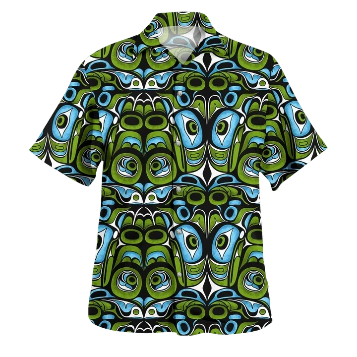 Frog Pacific Northwest Style Hawaii Shirt Native American Haida Art Spirit Frog Clothing