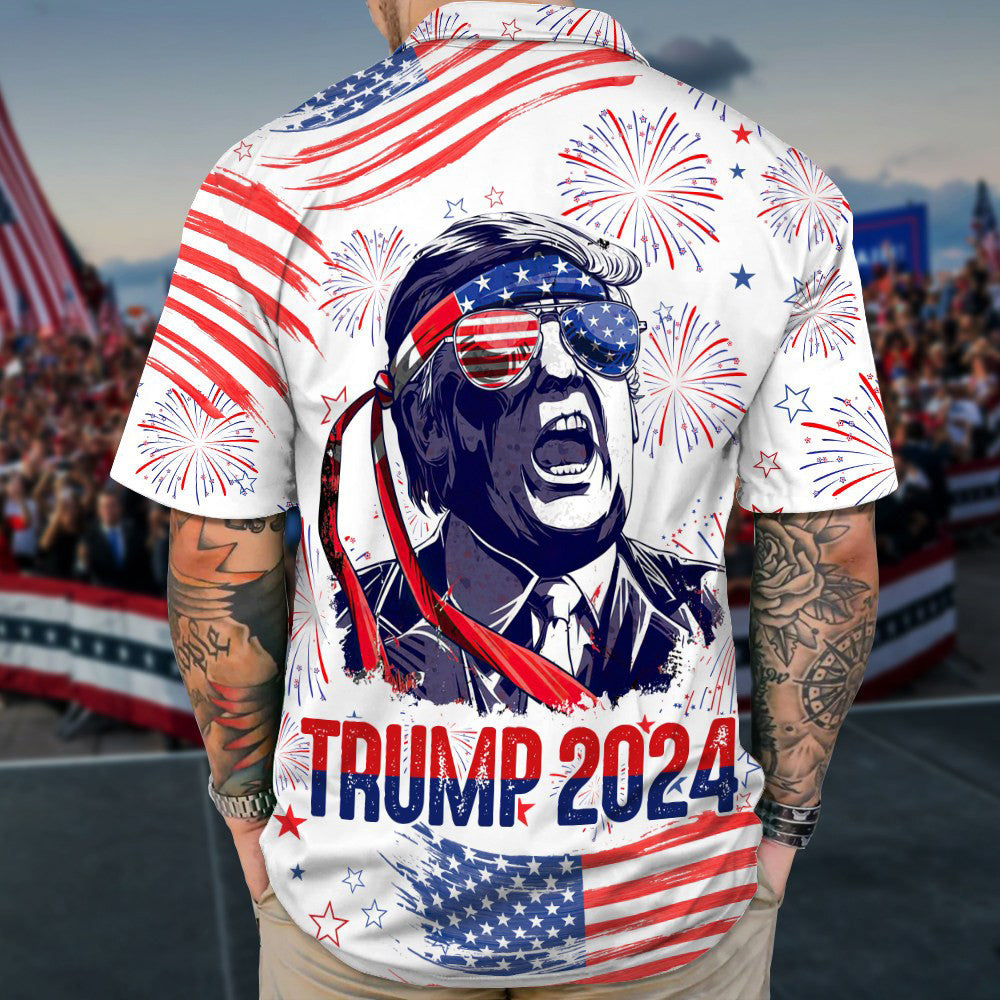 Trump 2024 Hawaiian Shirt Support Donald Trump For President MAGA Merch 4th Of July Gifts
