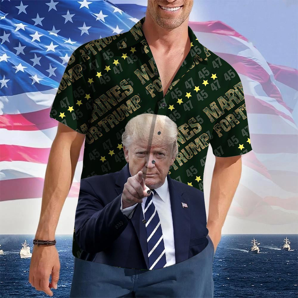 Marines For Trump 2024 Hawaiian Shirt Vote For Donald Trump Republican Merch Gifts For Marines