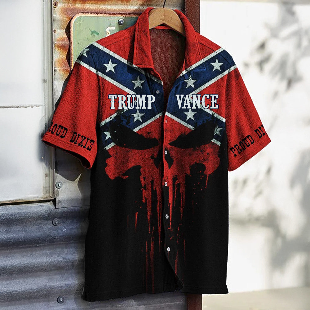 Trump Vance 47 Skull Hawaiian Shirt Old Dixie Shirt Proud Southern Apparel Gifts For Husband