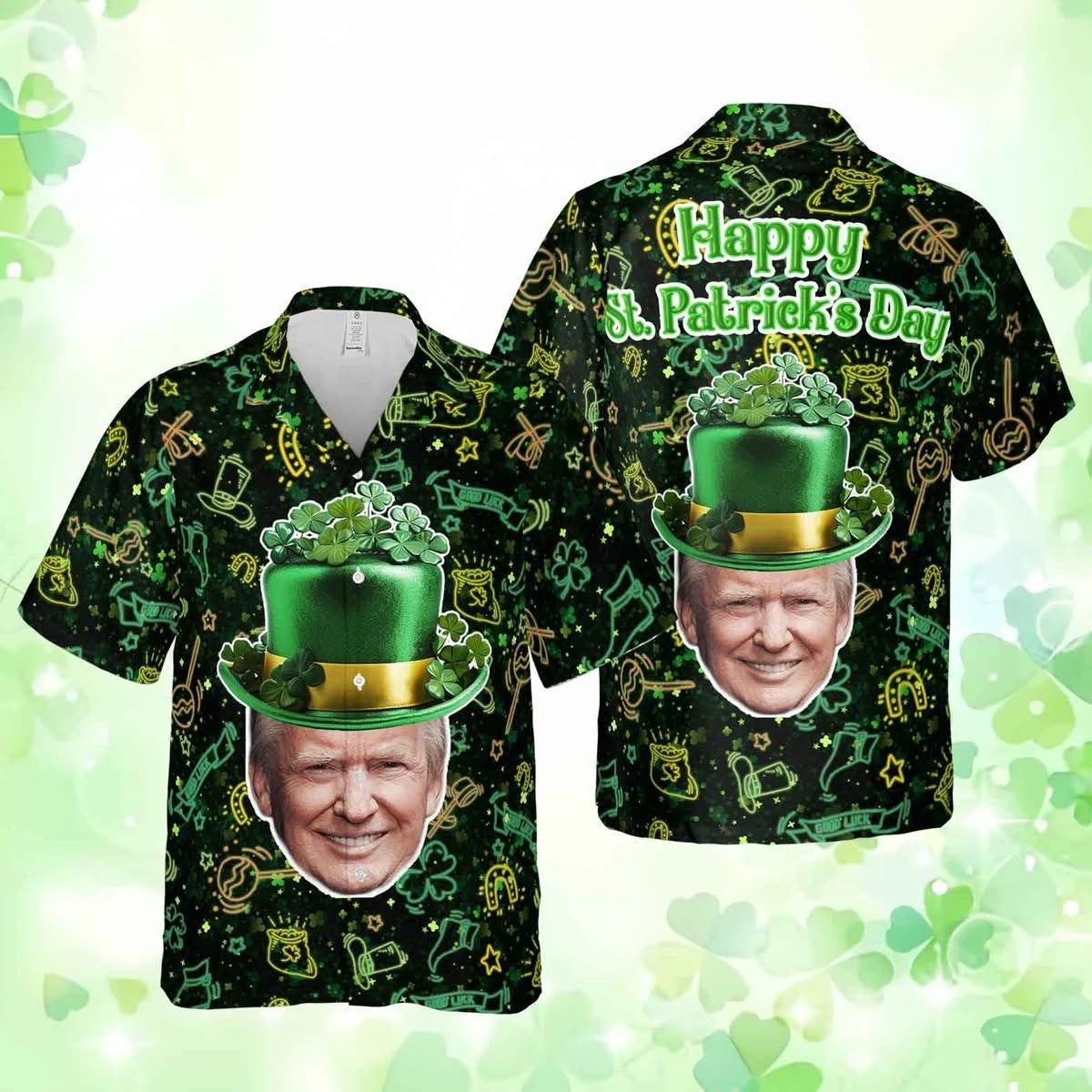 Trump 2025 Happy St. Patrick's Day Shoes President Trump 45-47 Irish Sneakers Gifts For Dad