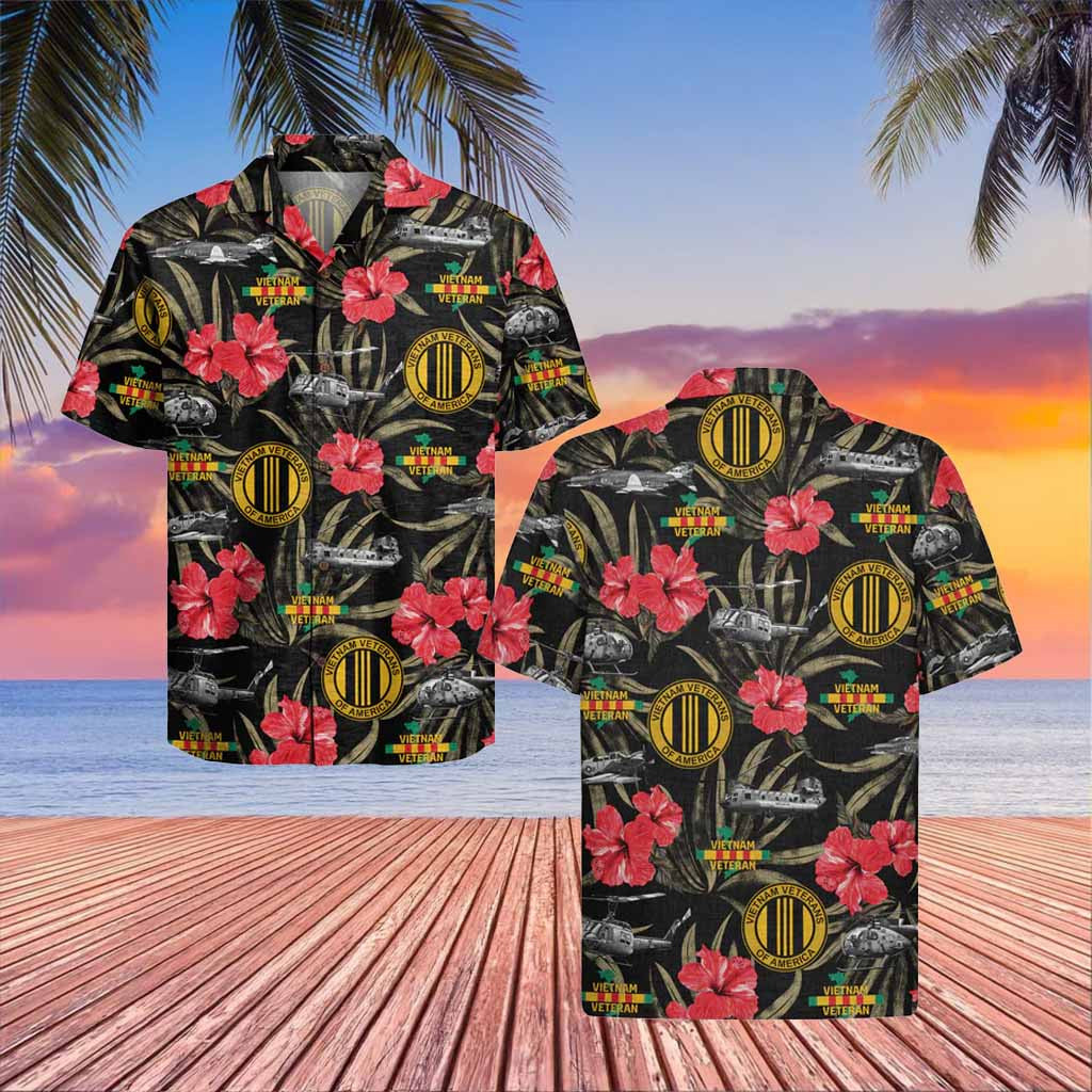 VietNam Veteran Hawaiian Shirt with Hibiscus Flower best gifts for dad on Veteran_s Day