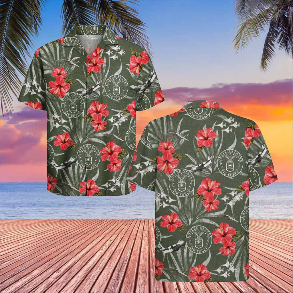 U.S Air Force Veteran Hawaiian Shirt Hibiscus Aloha Shirt Veterans Day 2025 Gift Ideas_