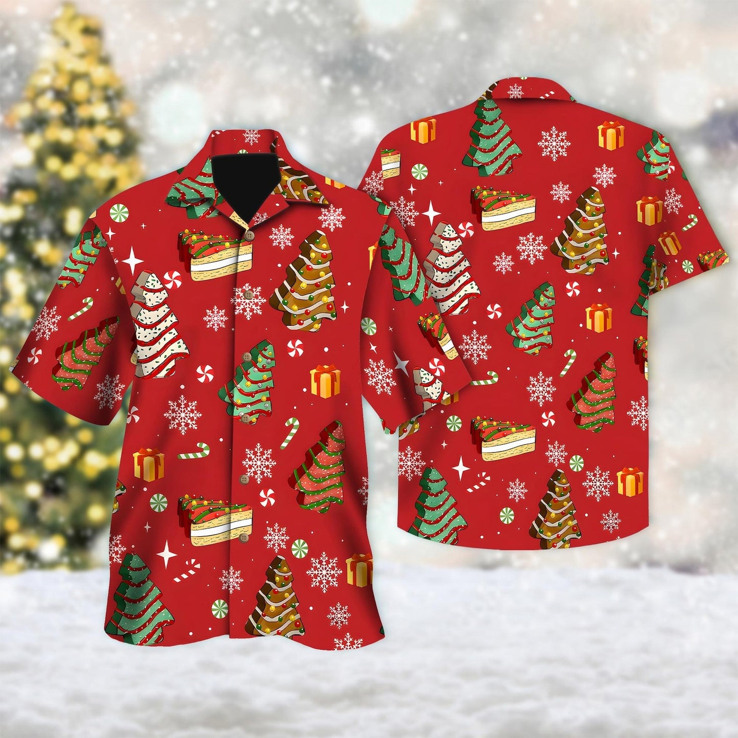 Christmas Tree Cakes Hawaiian Shirt Xmas Holiday Clothing Best Gifts For Men 2025