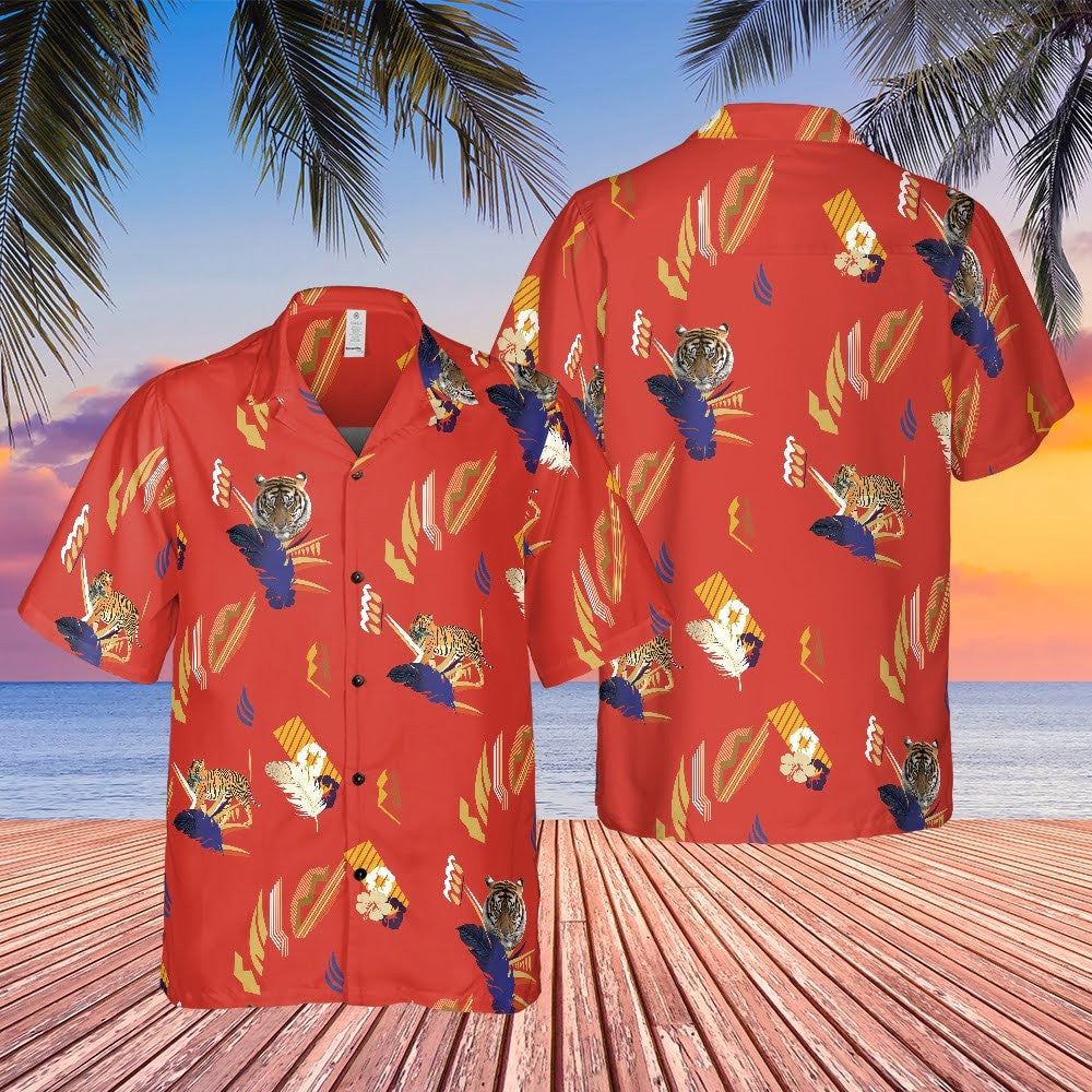 Tony Montana Scarface Tiger Red Hawaiian Shirt Retro Aloha Shirt Wearing Clothes