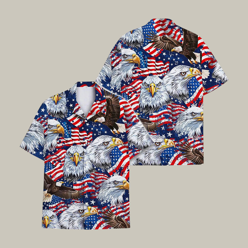 American Eagle Hawaiian Shirt Patriotic 4th Of July Clothes Patriotic Gift For Dad