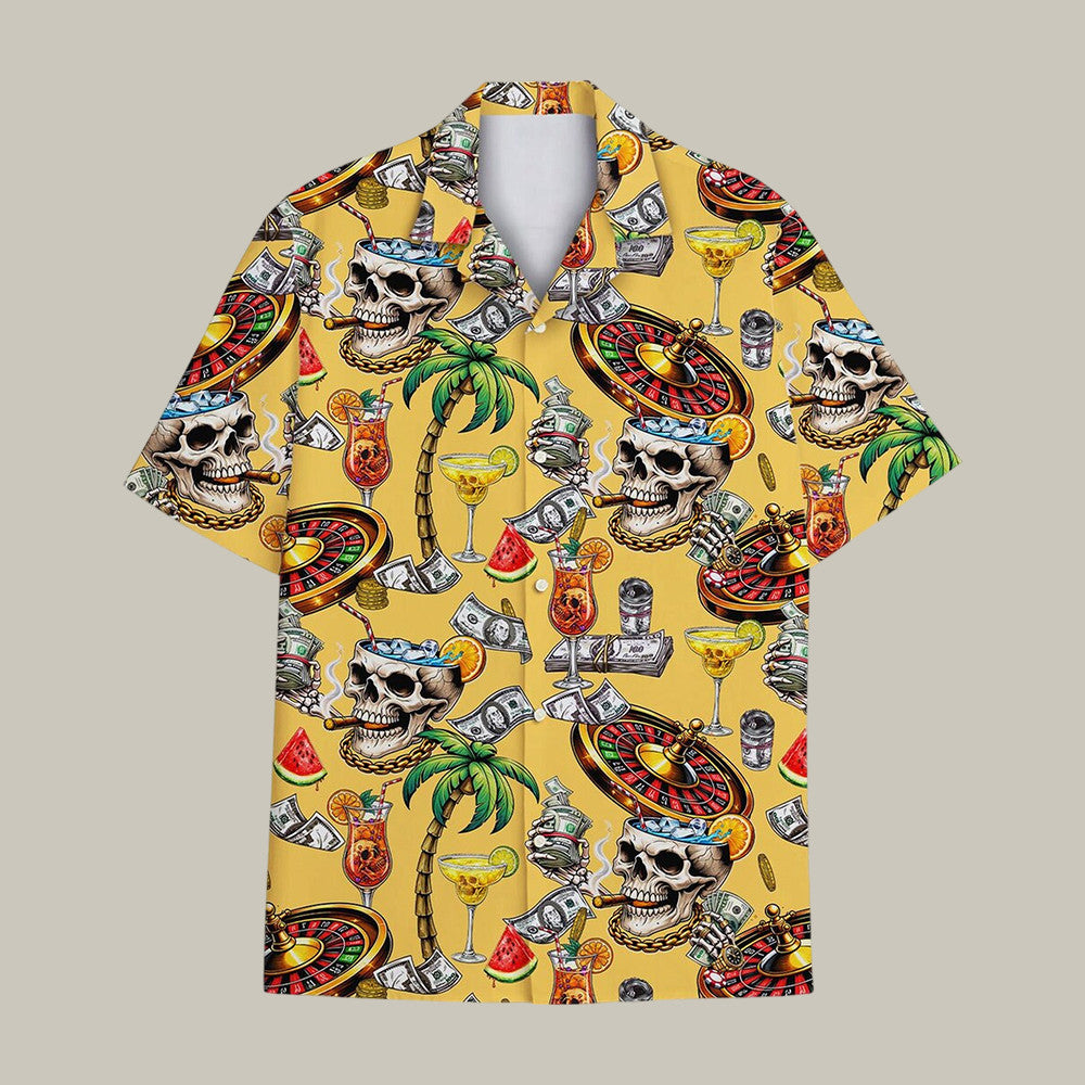 Skull And Money Hawaiian ShirtCasino Aloha Tropical Cocktail Shirt Summer Vibe Gift For Him