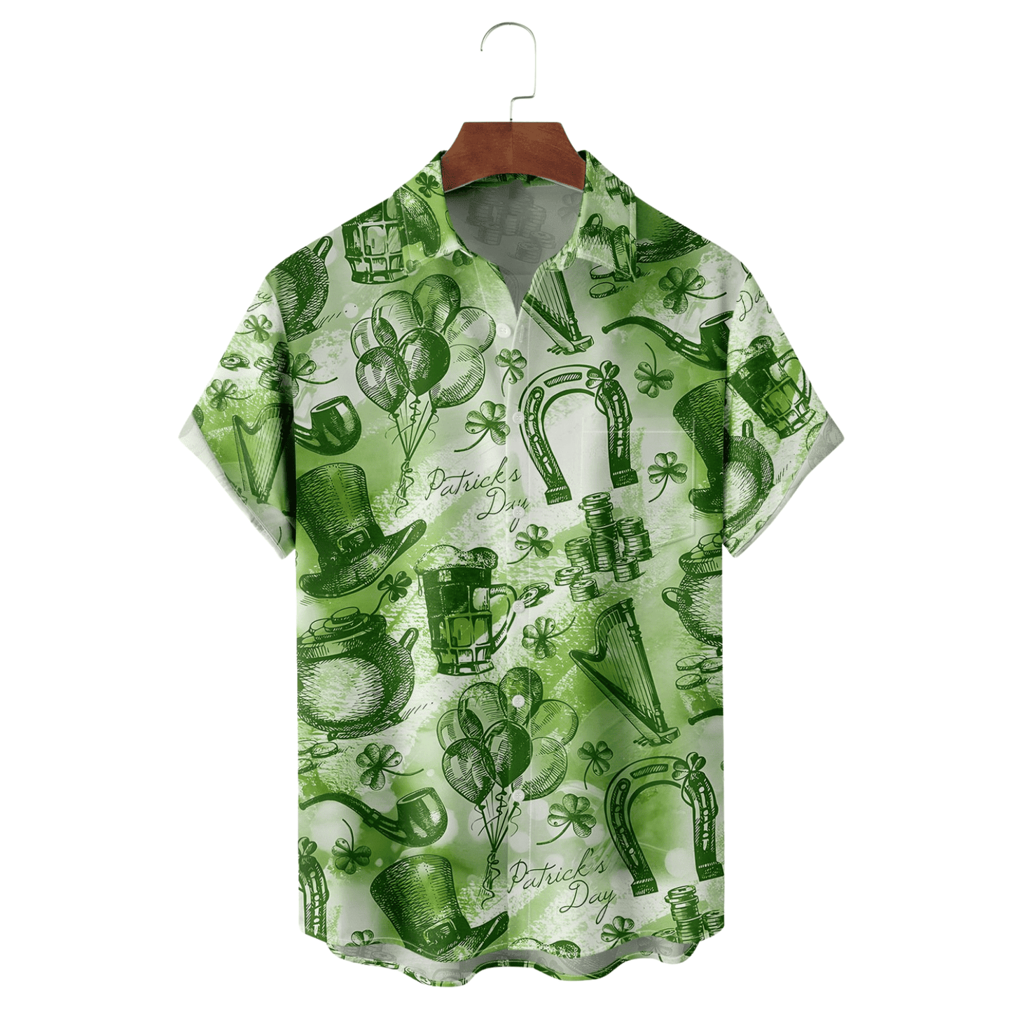 St Patrick's Day Lucky Clover Gold Coins Beer Hawaiian Shirt St Patty's Apparel Gifts For Irish