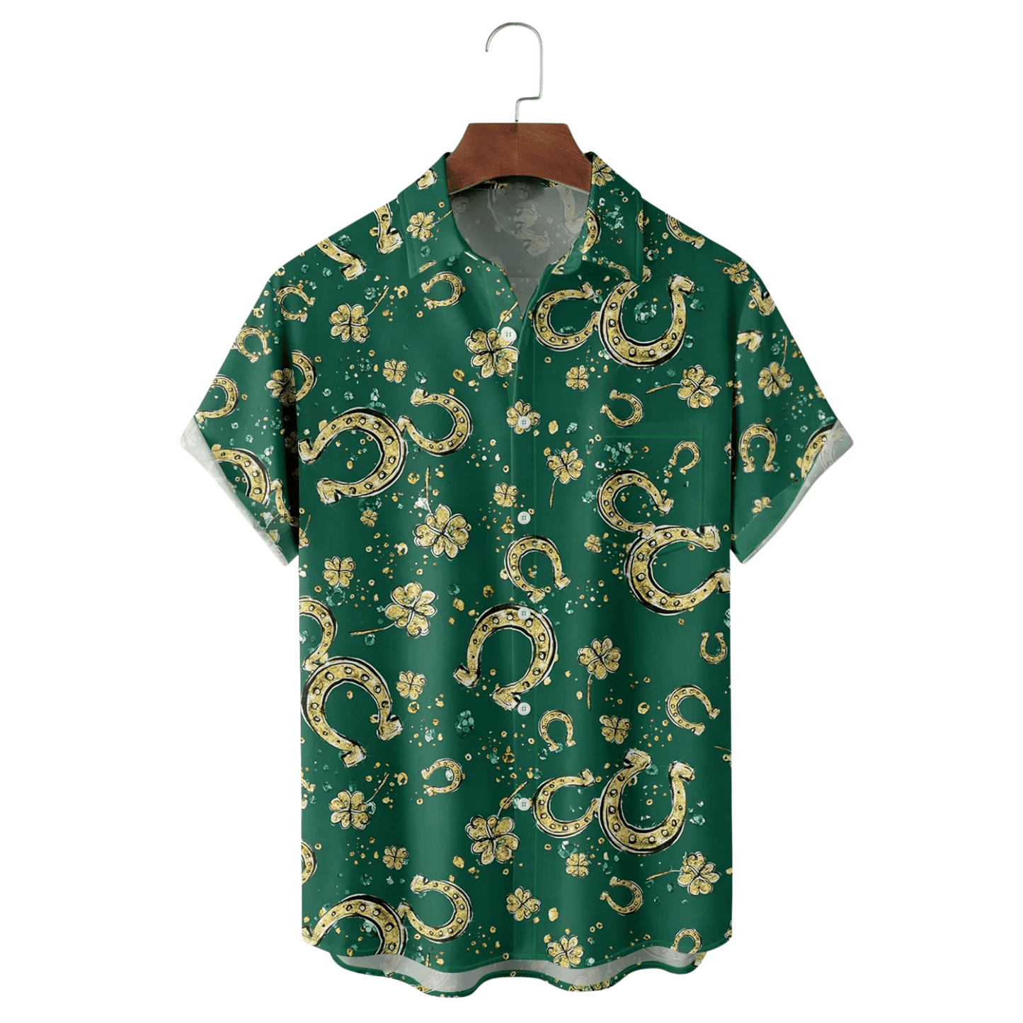 St Patrick's Day Horseshoes Clover Hawaiian Shirt Tropical Vibe Aloha Shirt For Men