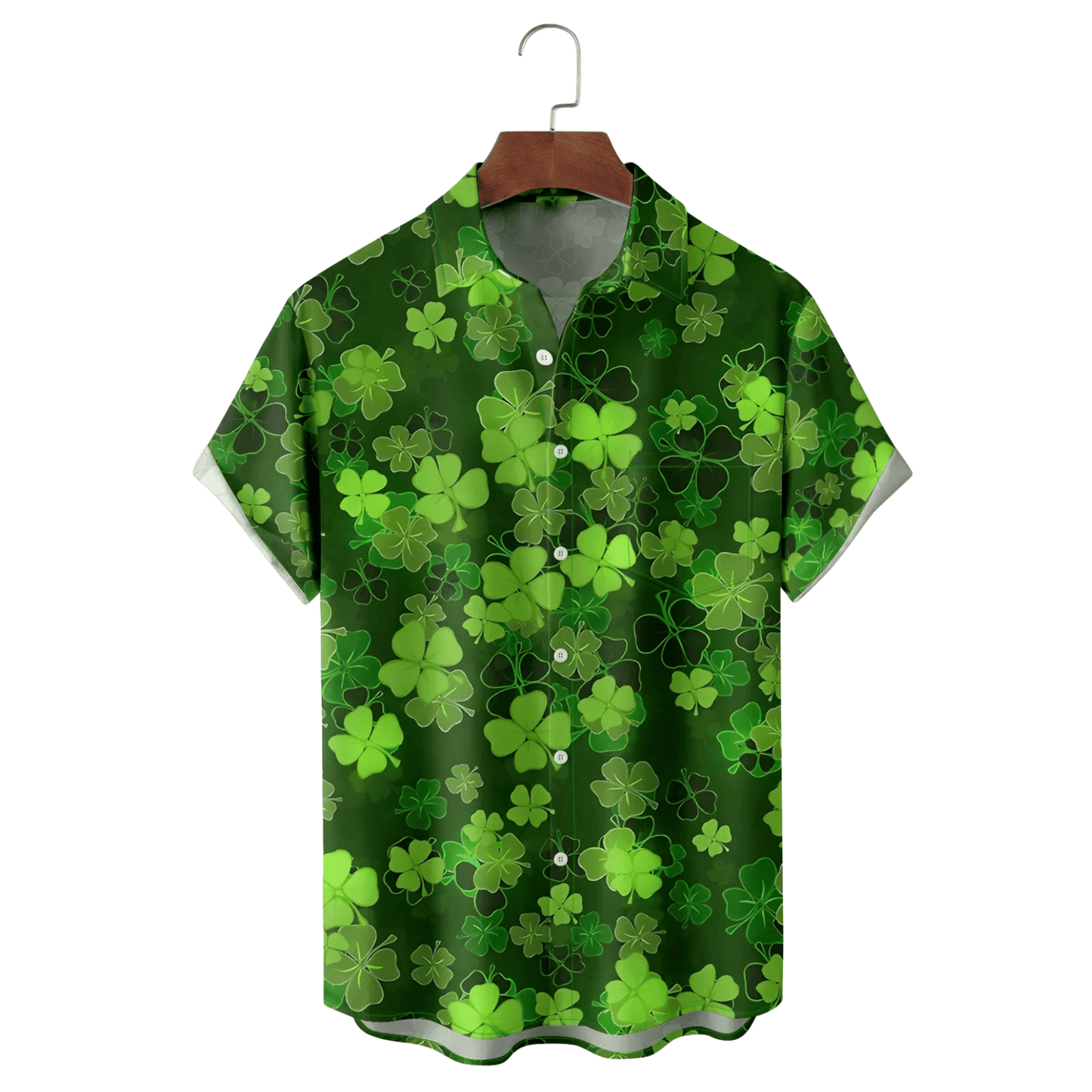 St Patrick's Day Four Leaf Clover Hawaiian Shirt Tropical Vibe Button Up Shirt St Patty Gifts