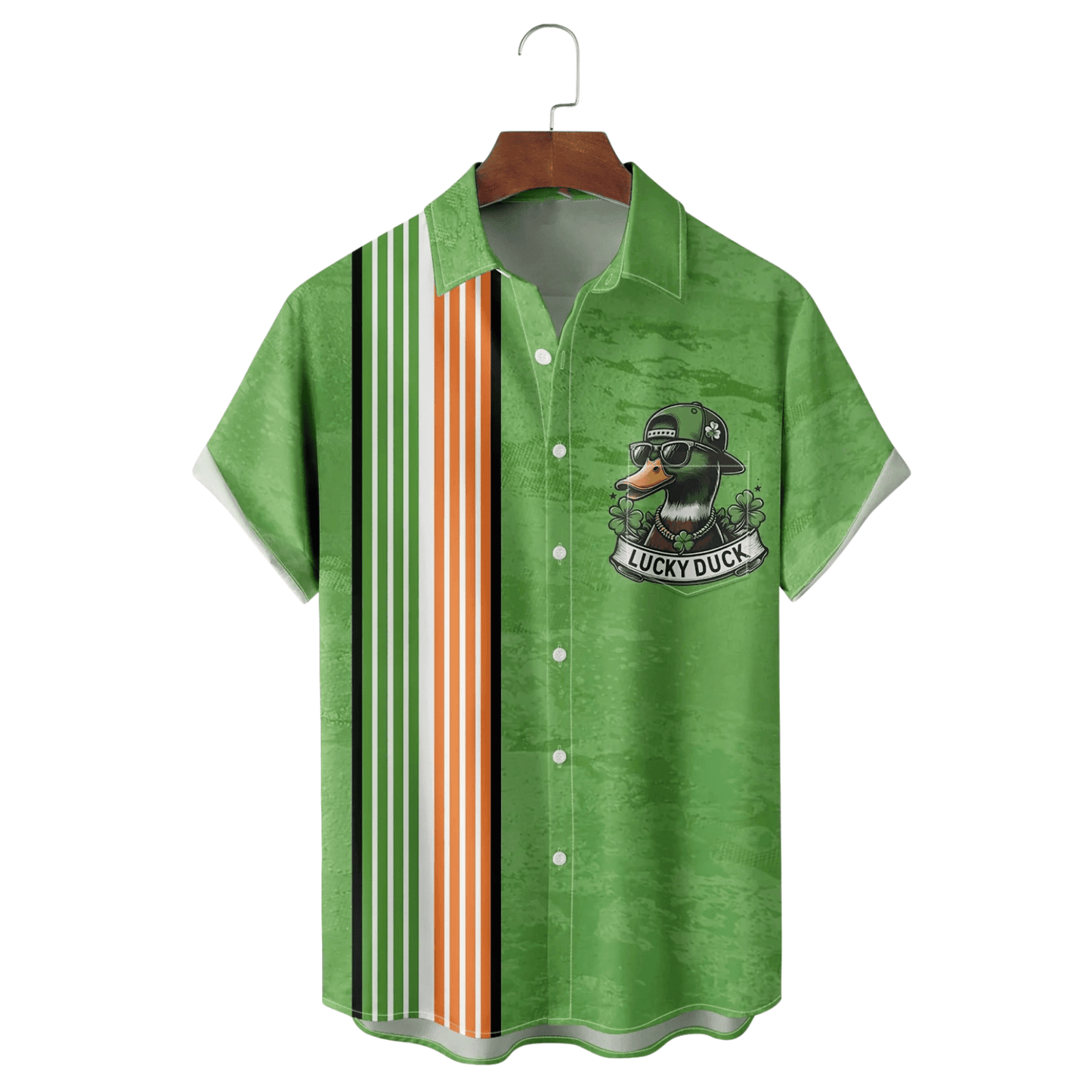 St Patrick's Day Lucky Duck Hawaiian Shirt Duck Shamrock Aloha Shirt St Pattys Day Gifts