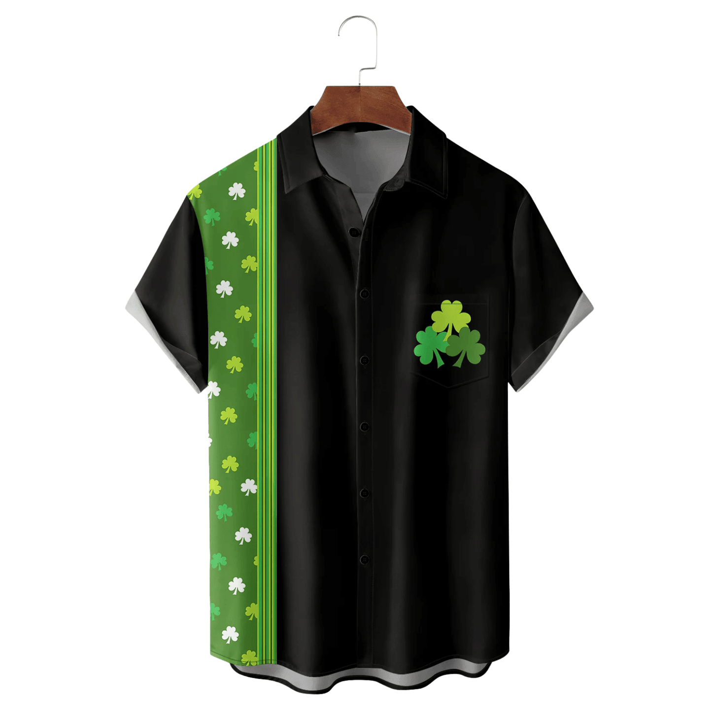 St Patrick's Day Lucky Clover Hawaiian Shirt Green And Black Aloha Shirt St Pats Gifts
