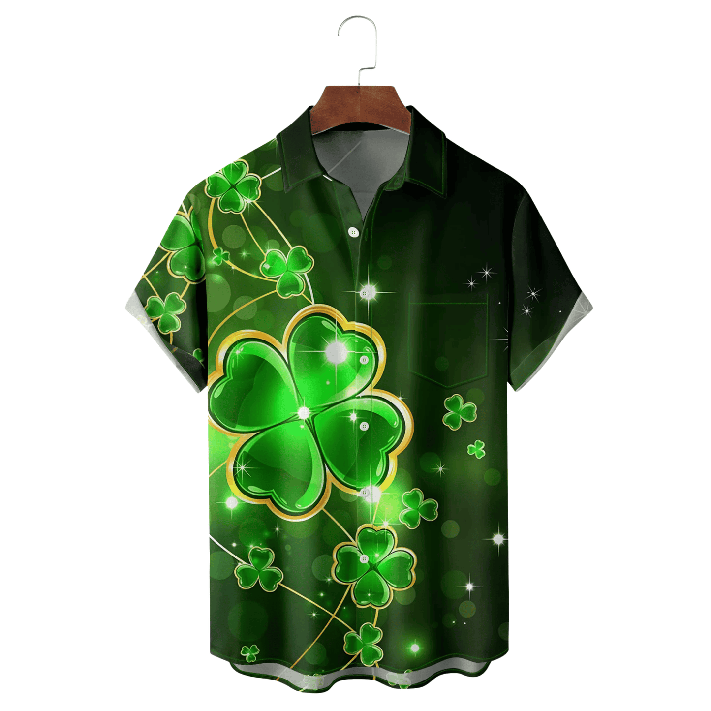 St Patrick's Day Lucky Clover Hawaiian Shirt Irish Parade Green Button Up Shirt St Paddy Gifts