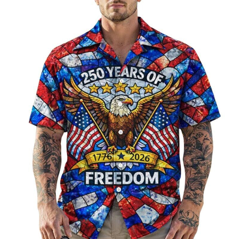 Eagle America 250 Years Of Freedom Hawaiian Shirt 1776 2026 Patriotic Clothes Gifts For Him