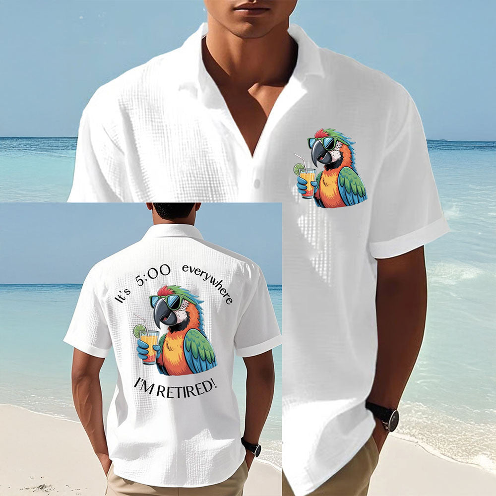Parrot I'm Retired It'S 5 O'Clock Everywhere Hawaiian Shirt Jimmy Buffett Merch