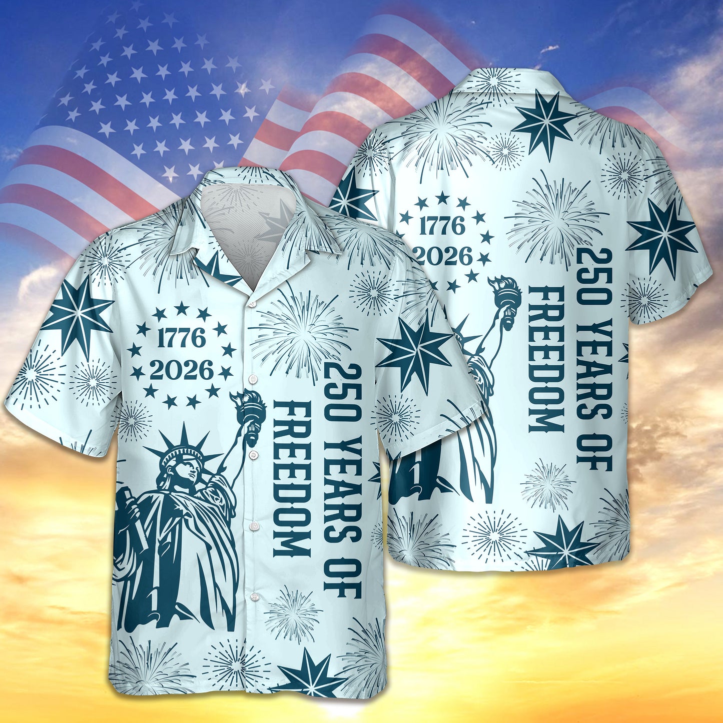 USA 250 Years Of Freedom Hawaiian Shirt Semiquincentennial Shirt 4Th Of July Gifts