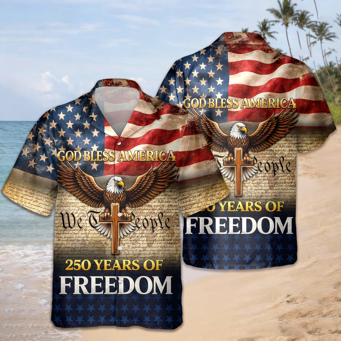 Eagle USA 250 Years Of Freedom Hawaiian Shirt Best 4Th Of July Attire Gifts For Boyfriend