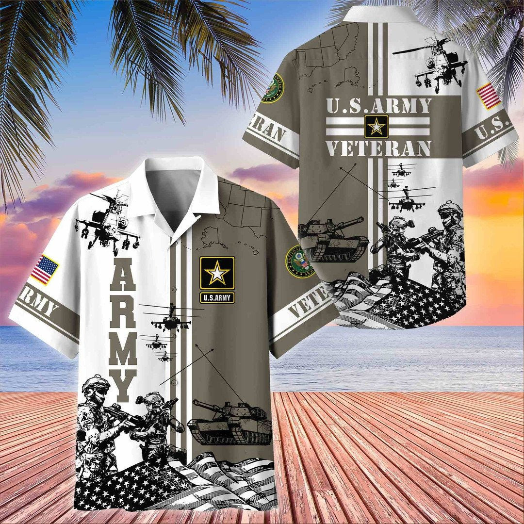 Army US Veterans Hawaiian Shirt Show Military Pride For Everyday And Special Occasions Father's Day Gift