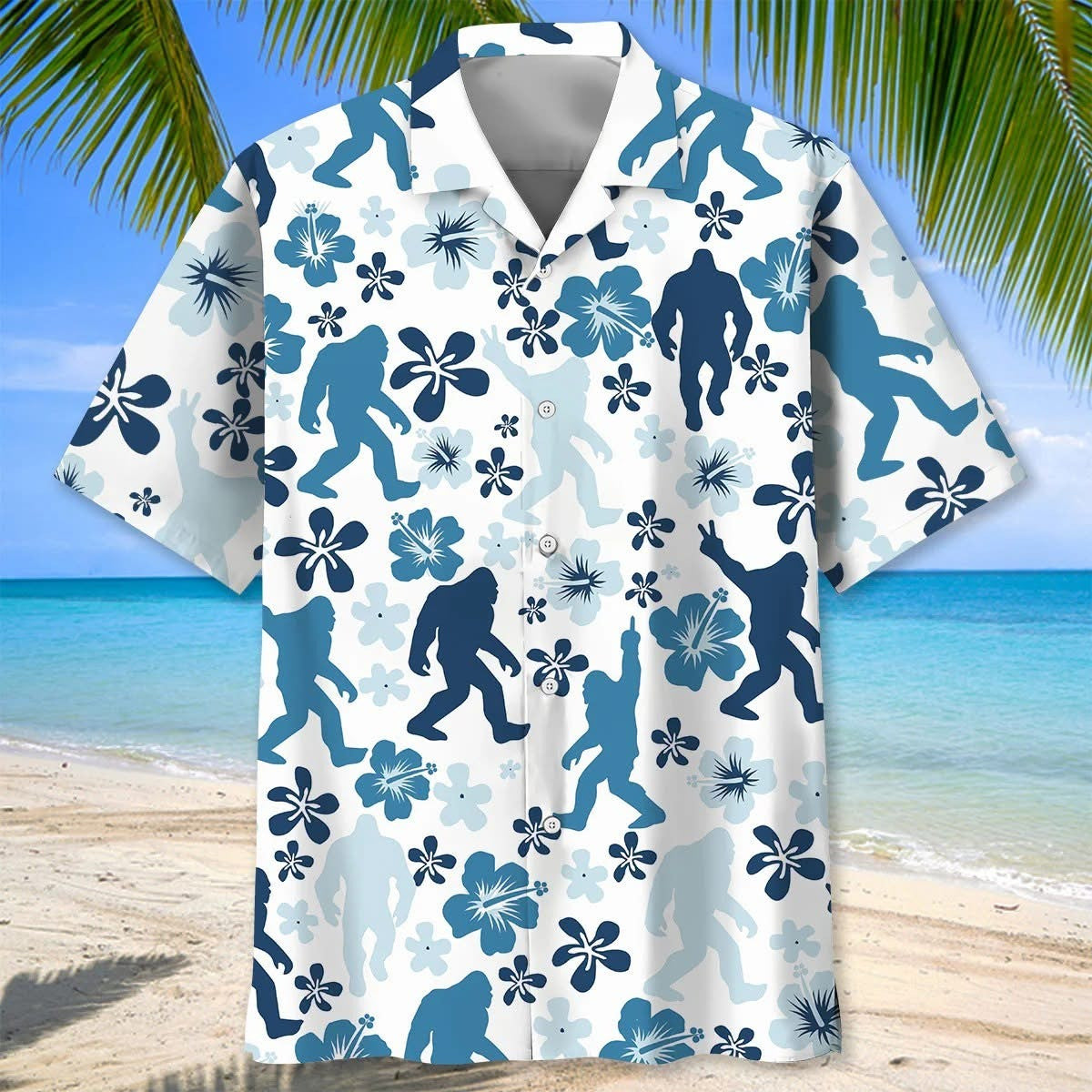 Bigfoot Hawaiian Shirt Men's Floral Sasquatch Aloha Shirt Bigfoot Gift Items
