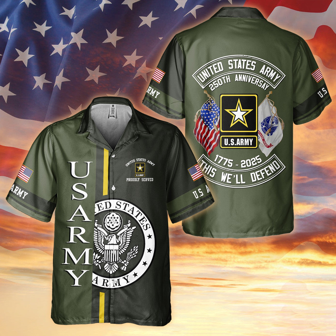 U.S. Army Hawaiian Shirt 250Th Anniversary This We'll Defend Army Veteran Gift Ideas