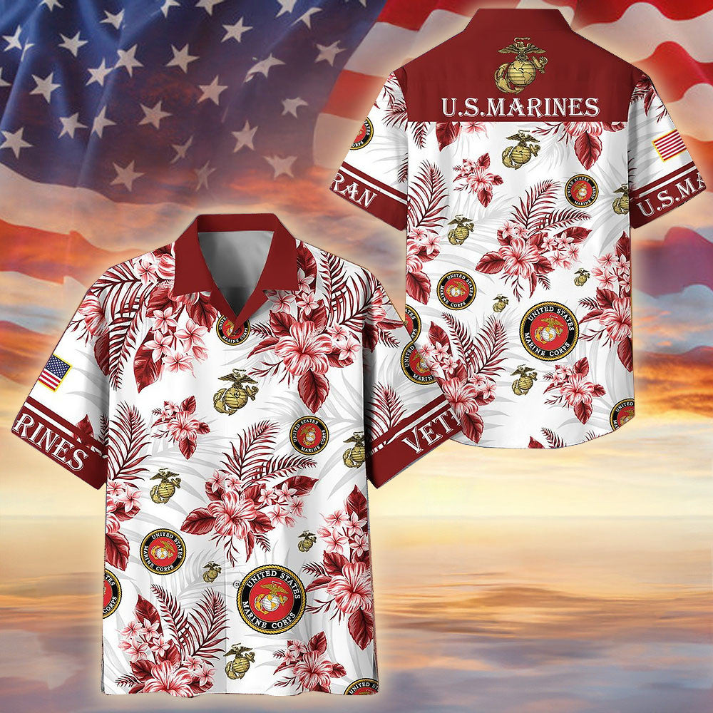 US Marine Corps Veterans Hawaiian Shirt Tropical Military Apparel Gift For Retired Marines