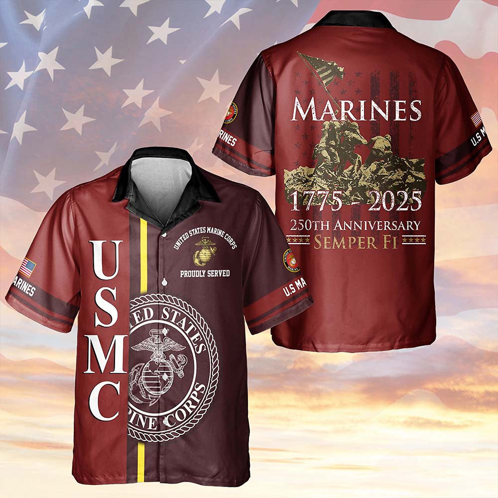 USMC Hawaii Shirt Marine Corps Aloha Beach Wear US Marines Gift For Him