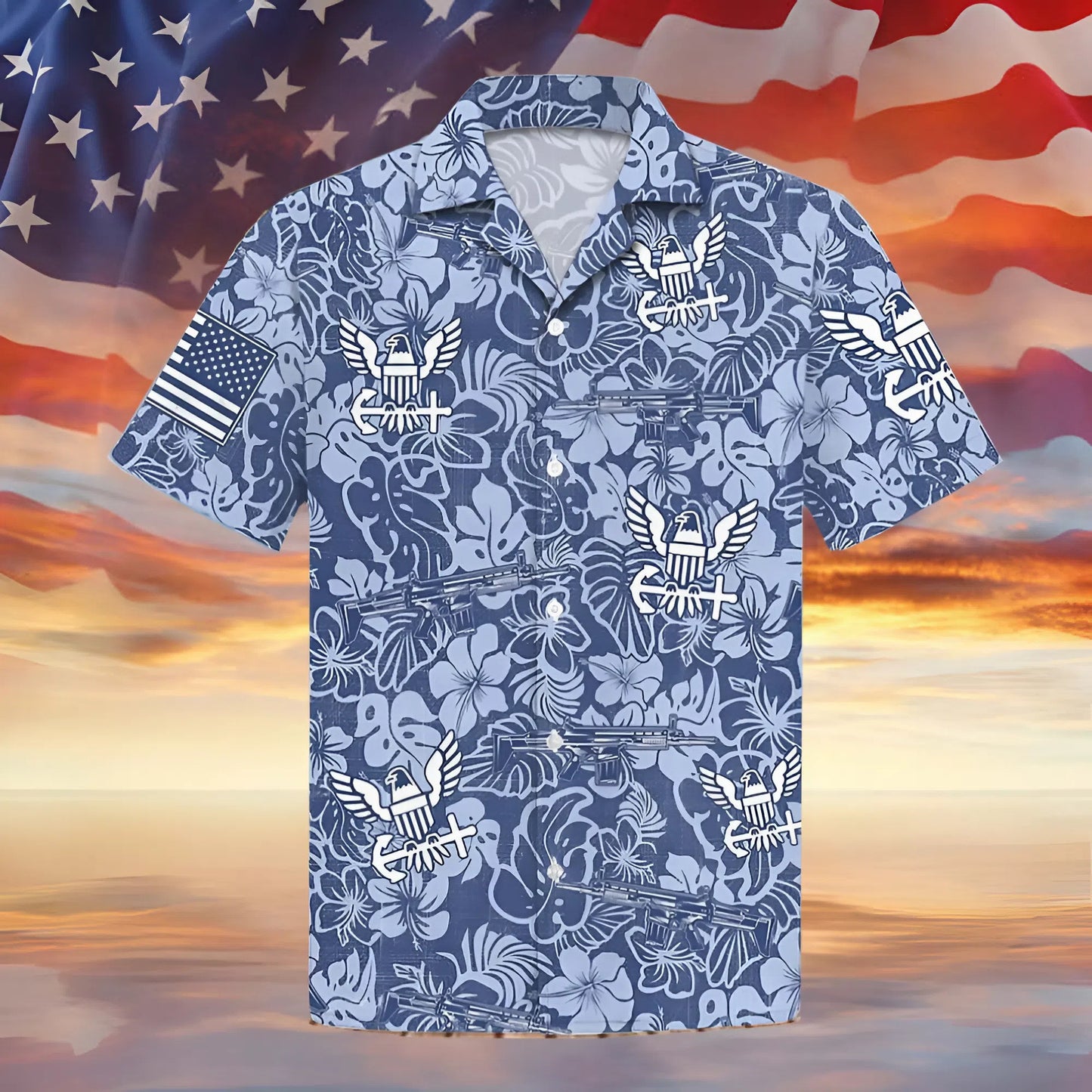 US Navy Military Hawaiian Shirt Aloha Patriotic US Navy Tropical Gift For Him