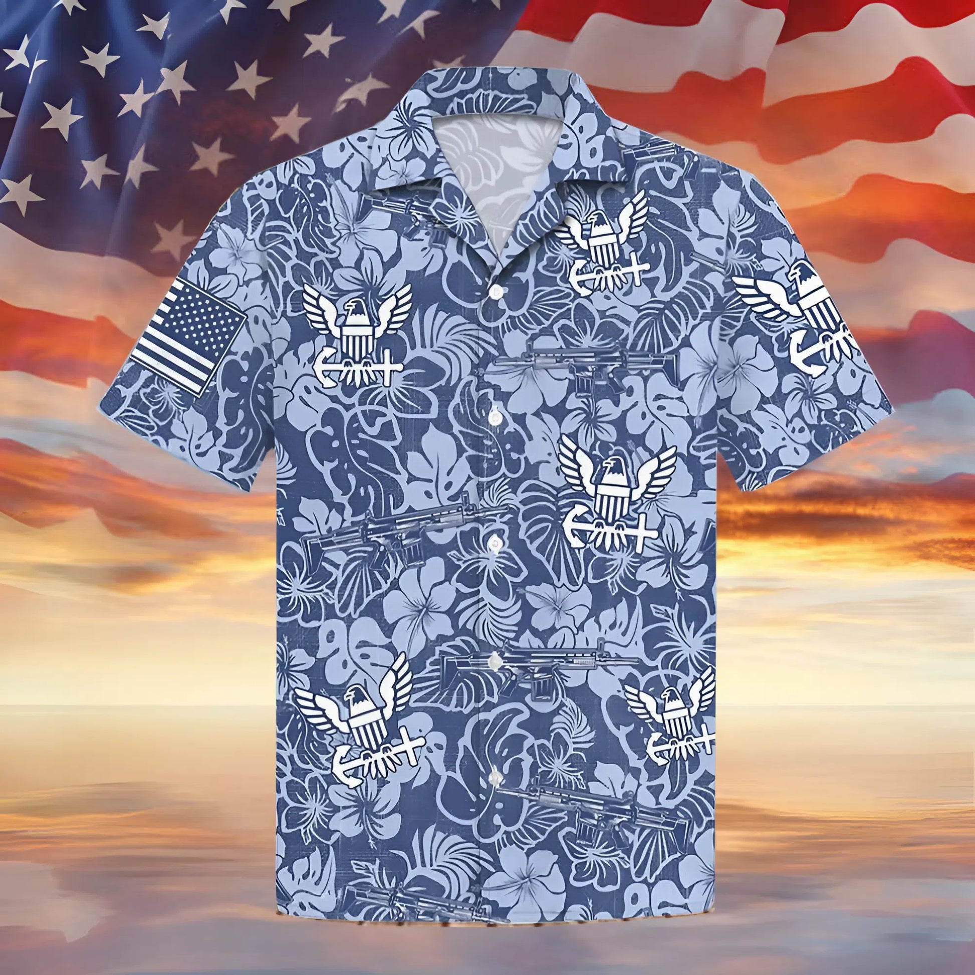 US Navy Military Hawaiian Shirt Aloha Patriotic US Navy Tropical Gift For Him
