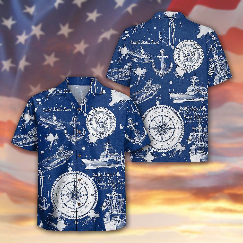US Navy 250th Years Of Service Hawaiian Shirt Tropical Naval Pride Shirt Gift For Veteran