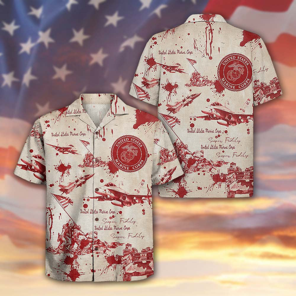 US Marine Corps 250th Anniversary Hawaiian Shirt Military Aloha Semper Fi Gift For Marines