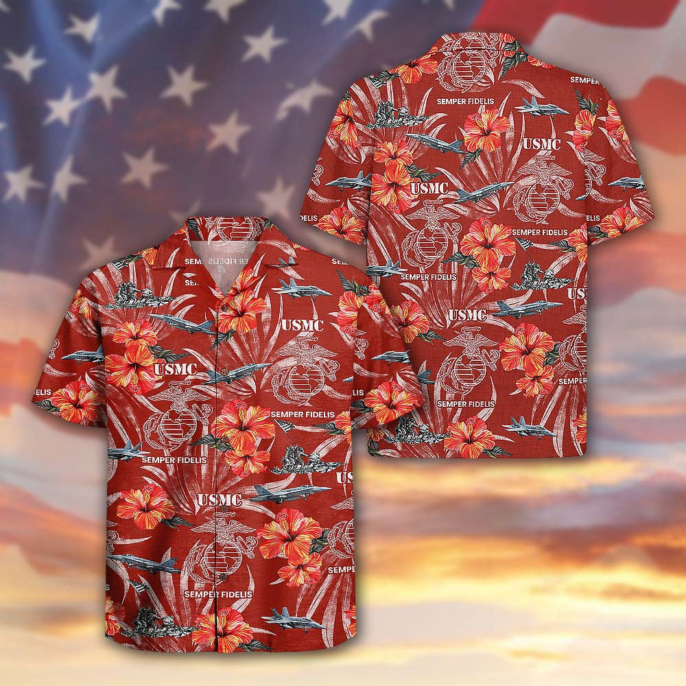 US Marine Corps 250th Anniversary Hawaiian Shirt Semper Fi Always Faithful Gift For Veteran