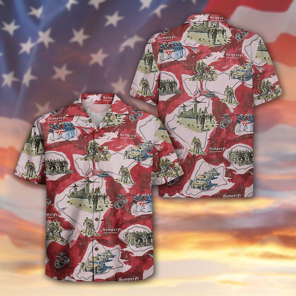 US Marine Corps 250th Anniversary Hawaiian Shirt Semper Fi Marine Gift For Veteran