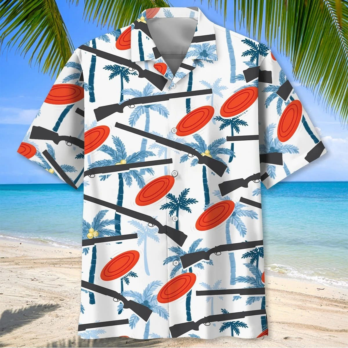Skeet Shooting Shooter Hawaiian Shirt Palm Aloha Shirt Gifts For Skeet Shooting Lovers