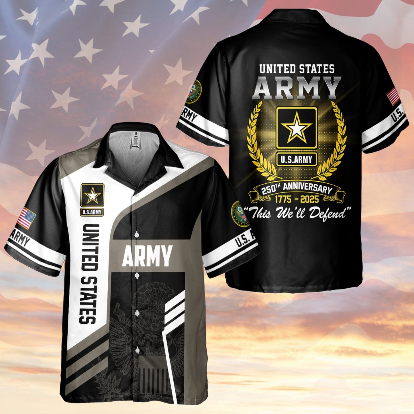 U.S Army 250Th Anniversary 1775 2025 Hawaiian Shirt This We'll Defend Cool Gifts For Veteran