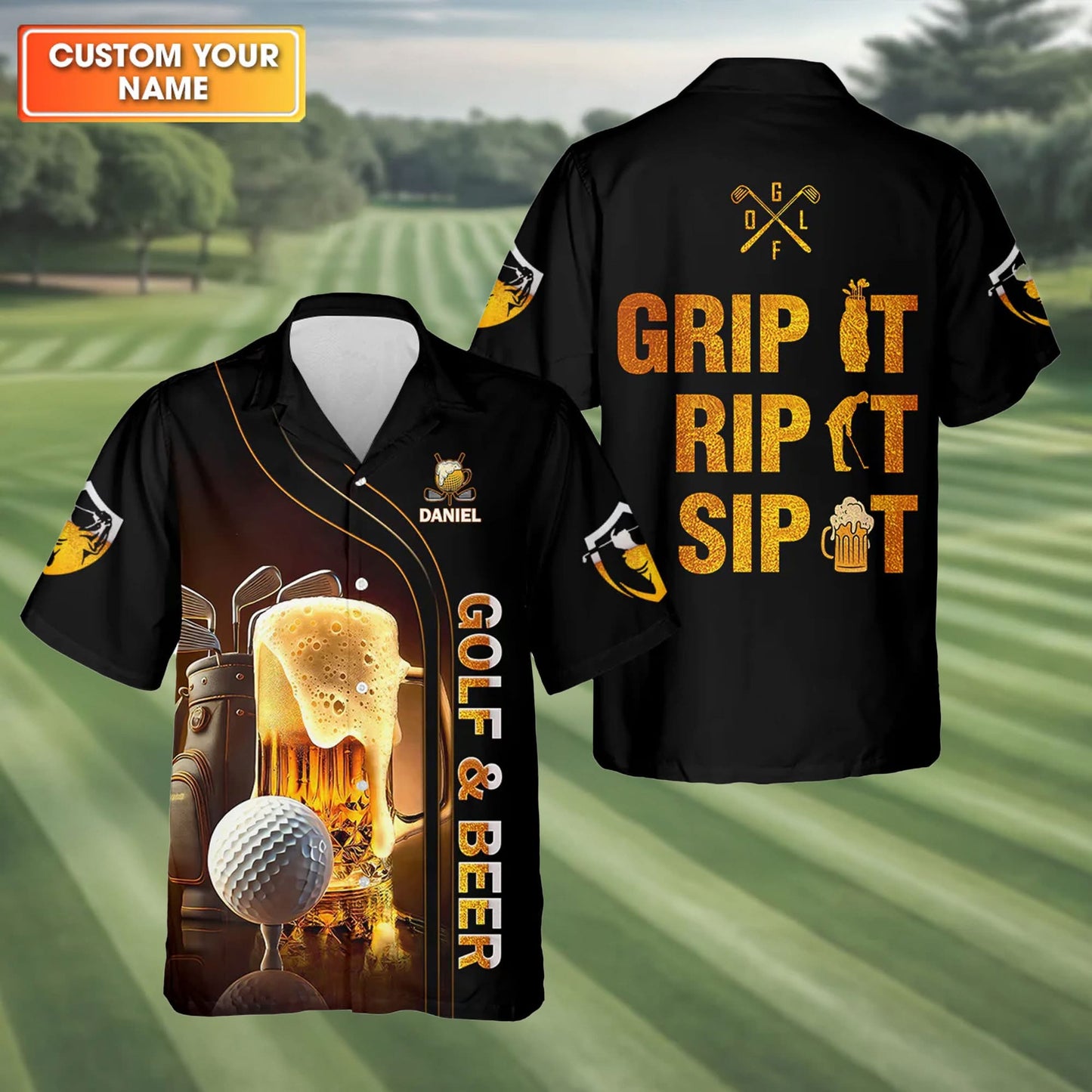 Custom Grip It Rip It Sip It Golf Beer Hawaiian Shirt Funny Beer Lover Gifts For Golfers