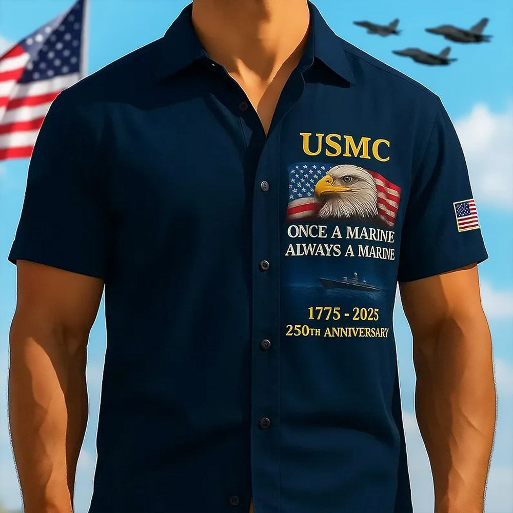 Eagle USMC 250th Anniversary Hawaiian Shirt 1775 2025 Marine Corps Shirts Gifts For Veteran