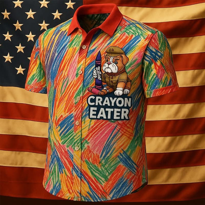 Bulldog USMC Crayon Eaters Hawaiian Shirt MER Crayon Eater Club Marine Pride Apparel