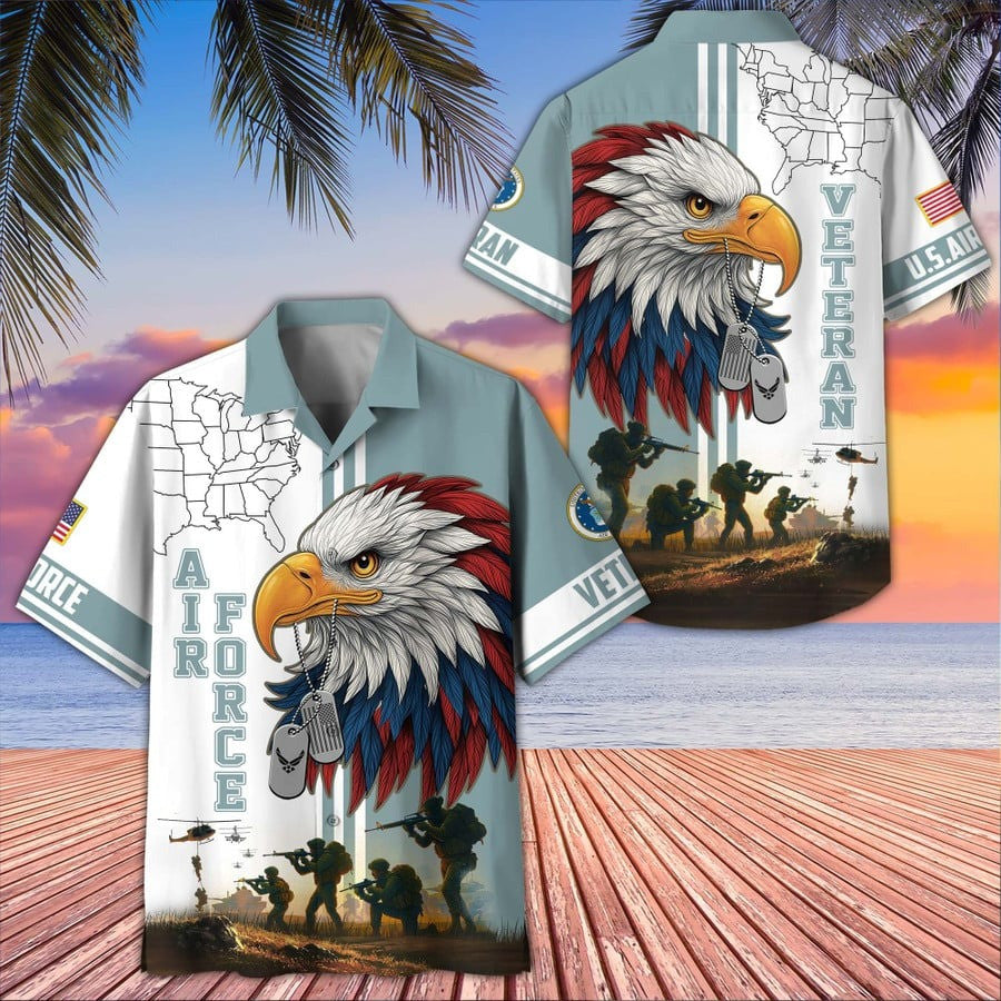 Eagle Air Force Veteran Hawaiian Shirt Air Force Veteran Clothing Aloha Shirt Gifts For Men