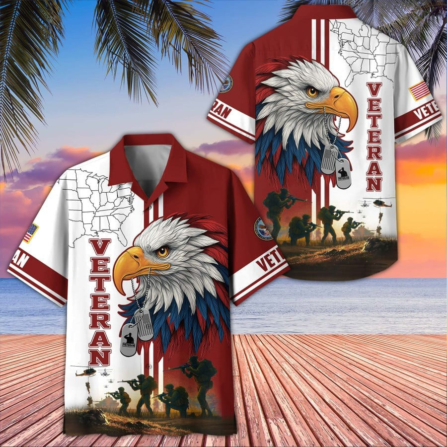 Eagle Veteran Hawaiian Shirt Patriotic Clothing Unique Veterans Day Gifts Bulk 2025