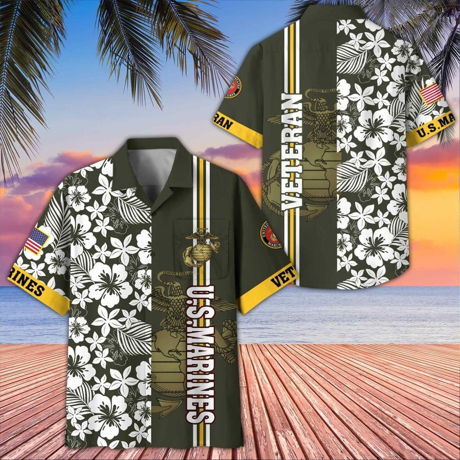 U.S Marine Corps Veteran Hawaiian Shirt Marine Corps Veteran Clothing Vet's Day Gifts