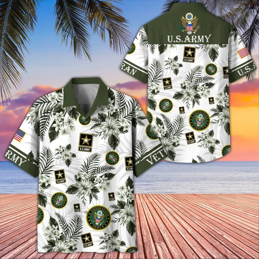 U.S. Army Veteran Hawaiian Shirt Patriotic Clothing Unique Gifts For Veterans Day 2025