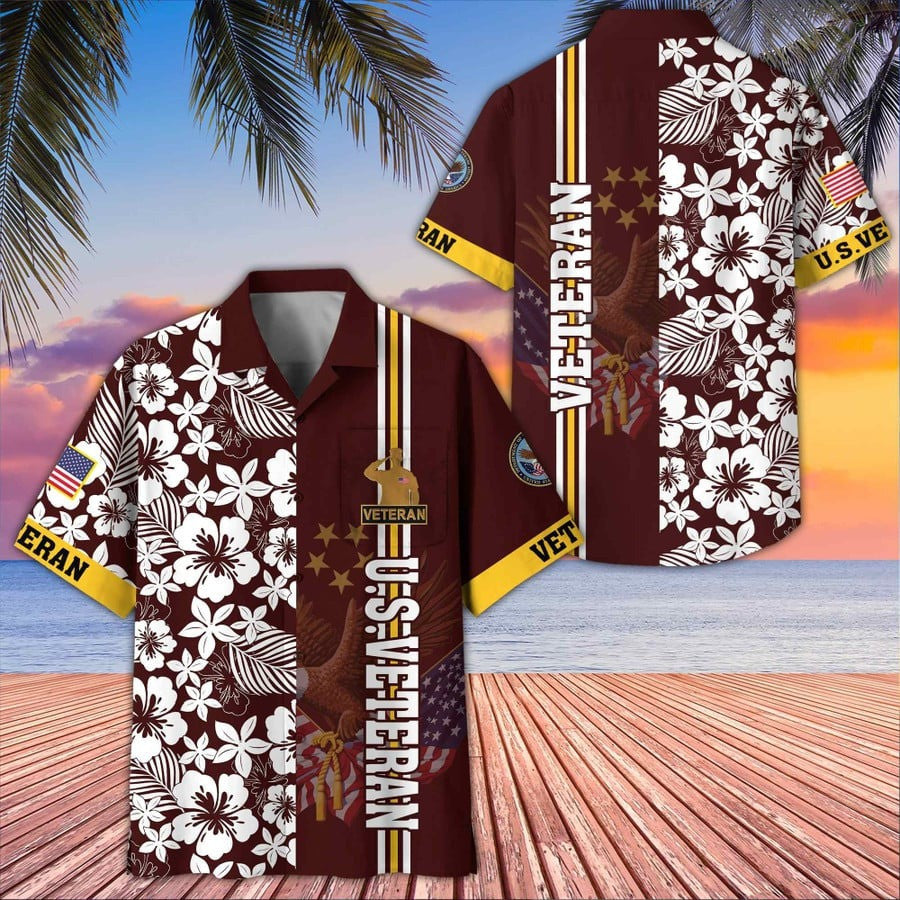Veteran Hawaiian Shirt Hibiscus Aloha Shirt Apparel Veterans Day 2025 Gift Ideas