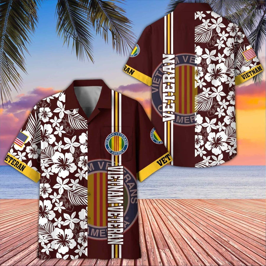 Vietnam Veteran Hawaiian Shirt Hibiscus Aloha Shirt Apparel Presents For Veterans Day