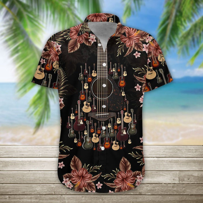 Guitar Hawaiian Shirt Acoustic Guitar Aloha Shirt Xmas Gifts For Guitar Players