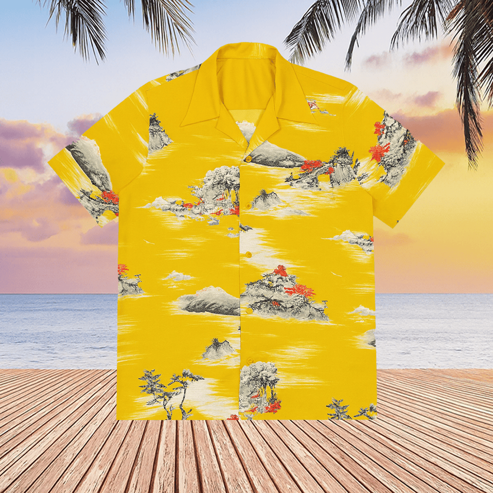 Brad Pitt Hawaiian Shirt Yellow Cliff Booth Style Once Upon A Time In Hollywood Merch Gift
