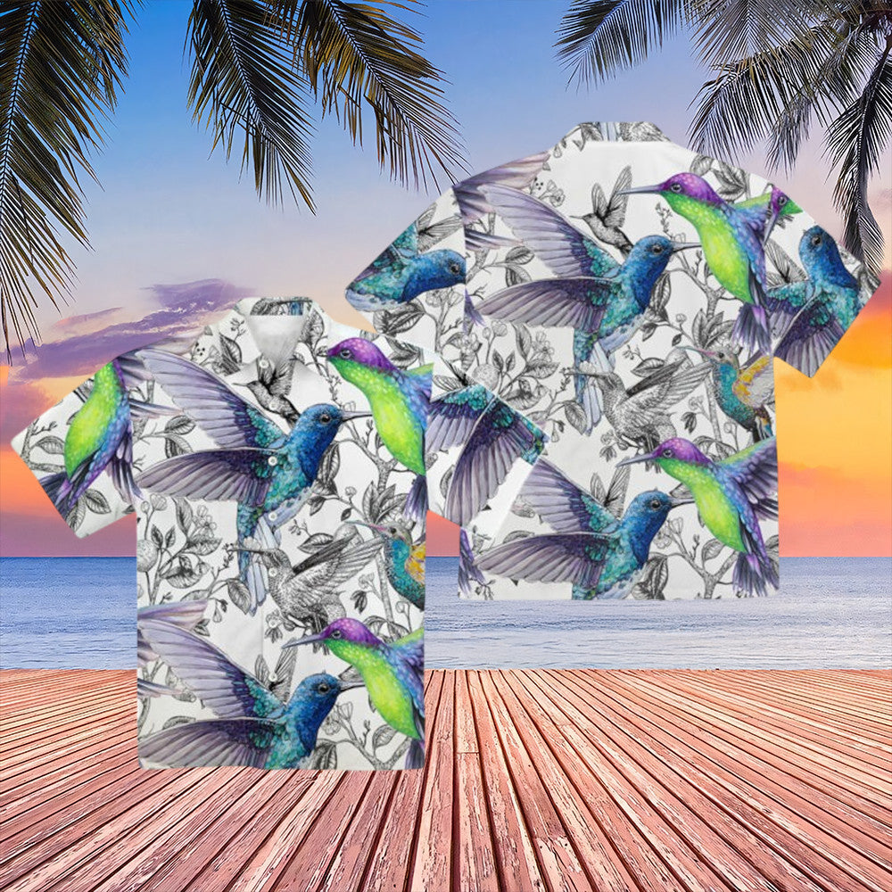 Hummingbirds Hawaiian Shirt Tropical Button Up Shirt For Hummingbirds Lovers