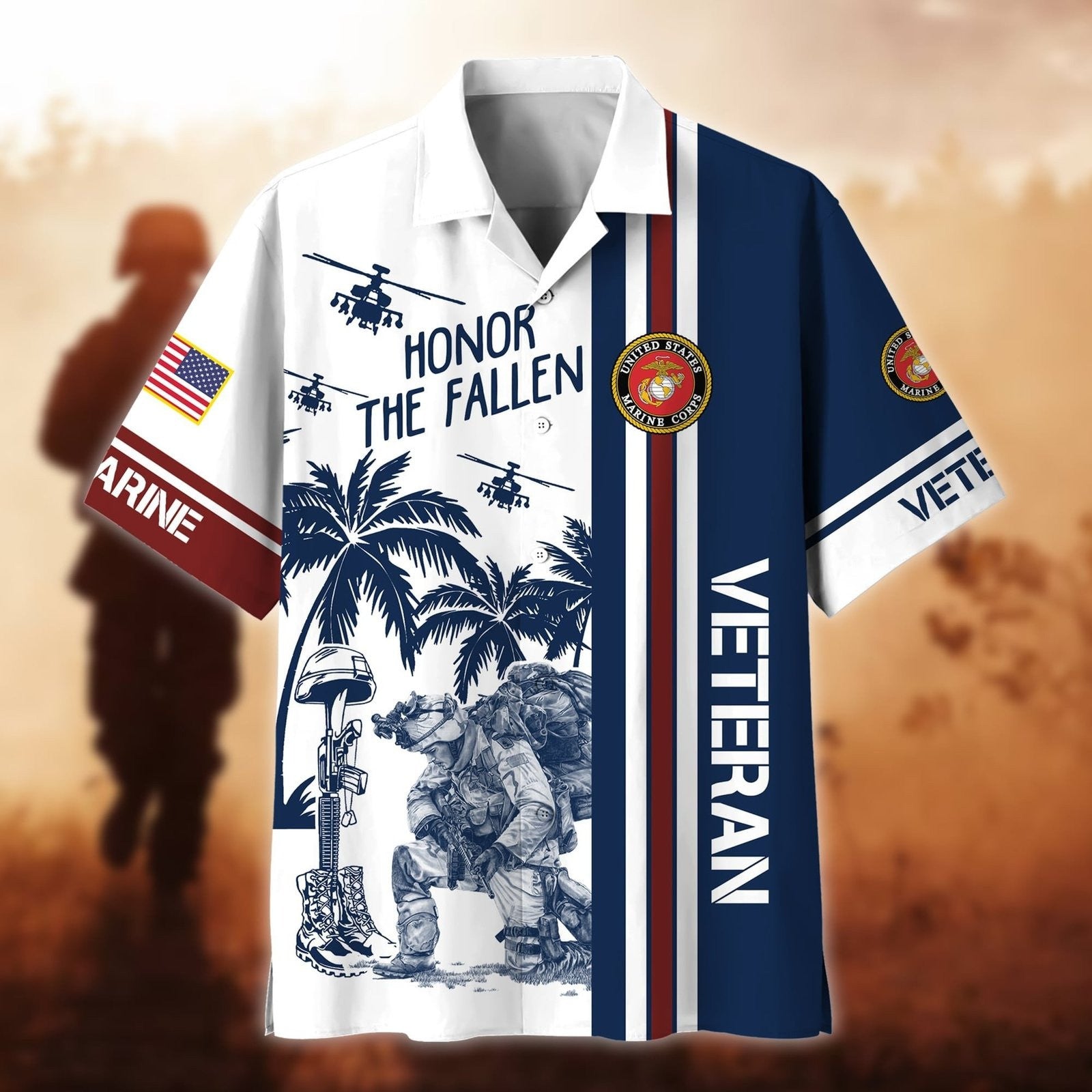 U.S Marines Honor The Fallen Hawaiian Shirt USMC Gifts That Give Back To Veterans