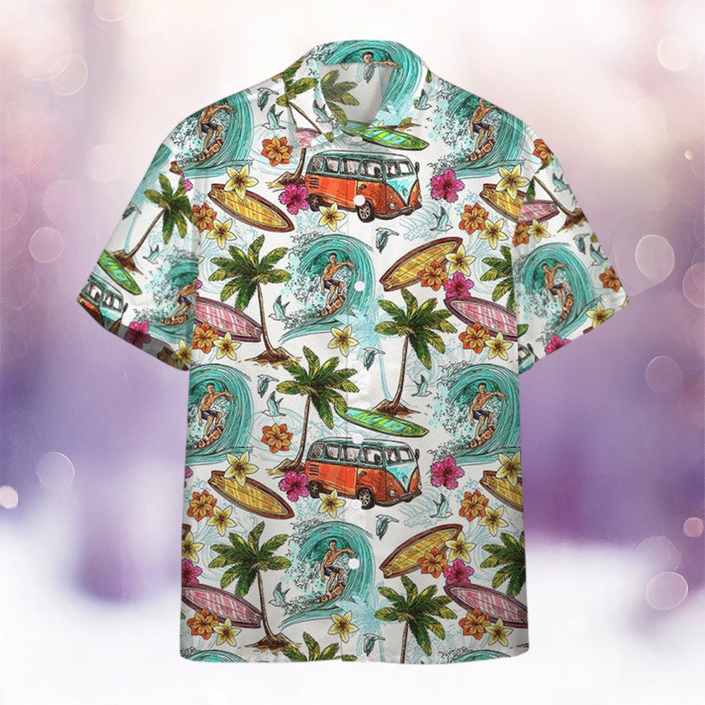 Surfing And Hippie Vans Hawaii Shirt Tropical Themed Aloha Shirt Gifts For Husband
