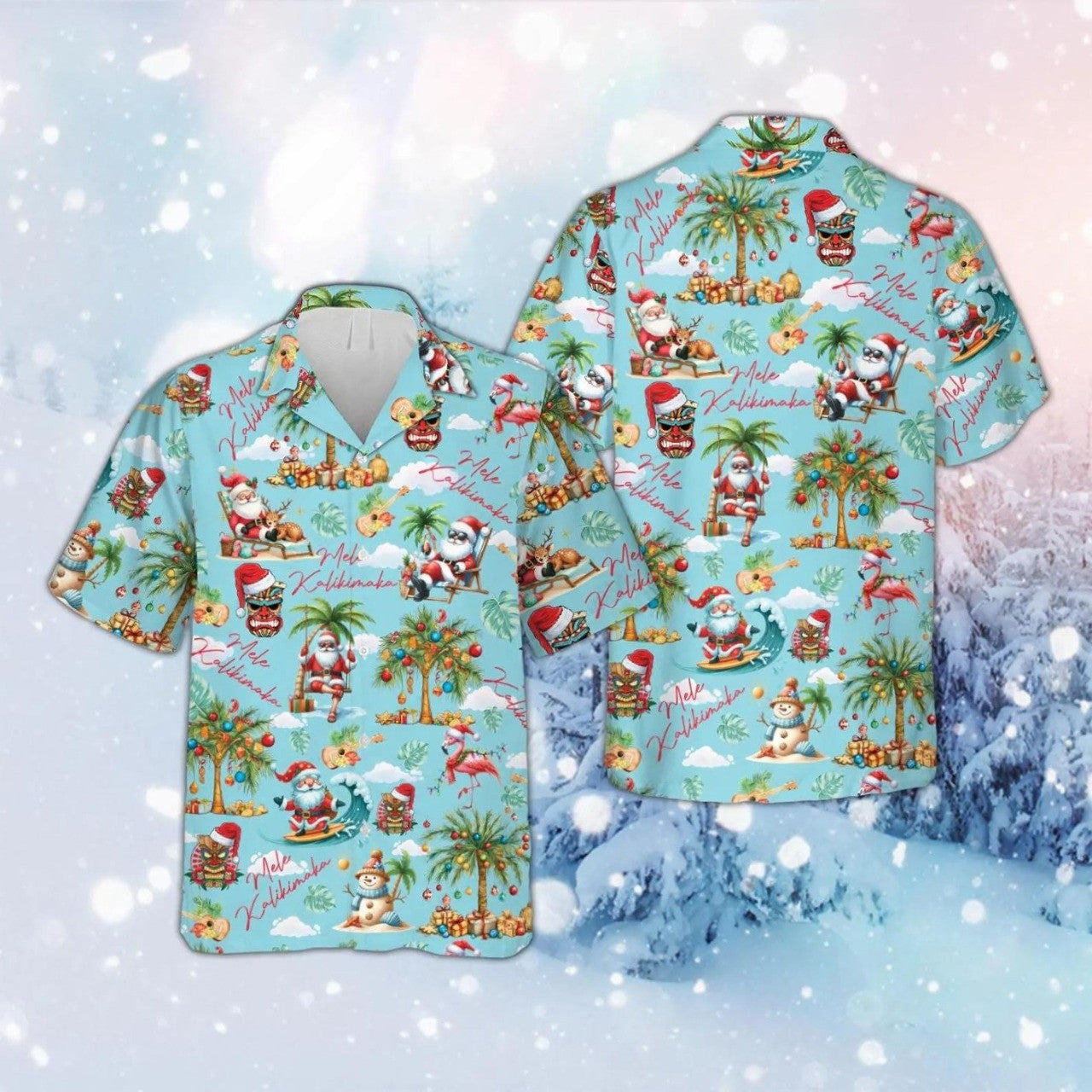 Mele Kalikimaka Christmas Hawaiian Shirt Santa Festive Holiday Christmas Aloha Shirt
