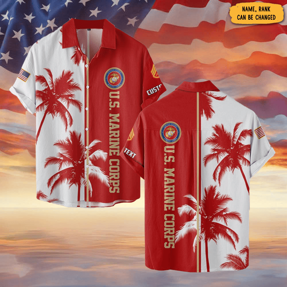 Personalized US Marine Corps Hawaiian Shirt Tropical Pattern Shirt Military Gifts For Marines